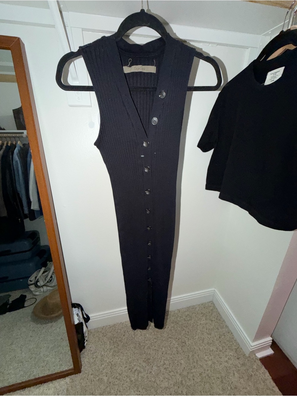 Enza Costa Black Midi Dress (Black)